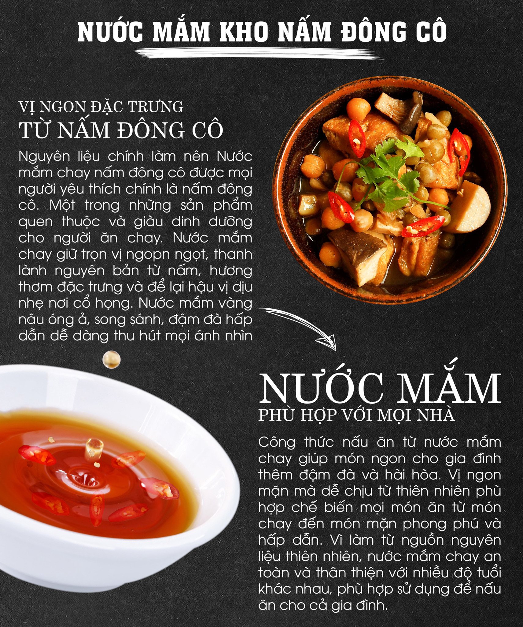 Nước mắm chay kho nấm đông cô